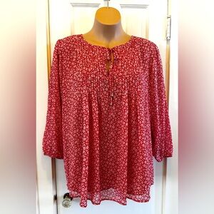 Tommy Hilfiger Red Floral Blouse Size 3X